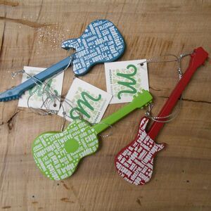 Midwest Red , Green and Blue Guitar Ornaments Set of 3